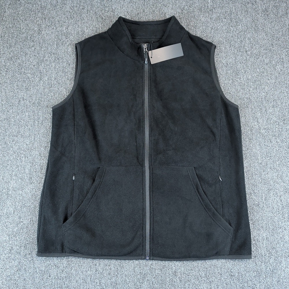Xeoxarel Gorpcore Fleece Full Zip Vest Women XXL Black Sleeveless Mock Neck NWT